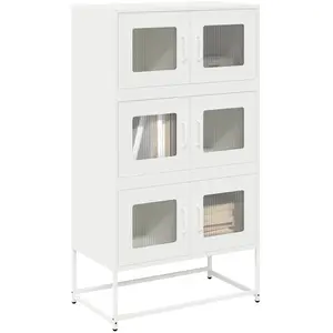 Vidaxl buffet haut blanc 68x39x123 cm acier pas cher