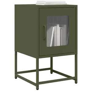 Vidaxl - Table de chevet vert olive 36x39x60,5 cm acier laminé à froid pas cher