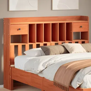 vidaXL Tête de lit avec rangement cire marron 150cm bois massif de pin pas cher