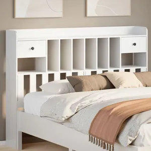 vidaXL Tête de lit avec rangement blanc 140 cm bois massif de pin pas cher