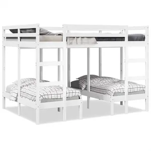 Comparateur de prix : vidaXL Lit superposé triple blanc 140x200/70x140 cm bois de pin massif