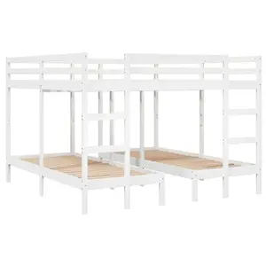 Comparateur de prix : vidaXL Lit superposé triple blanc 140x200/70x140 cm bois de pin massif