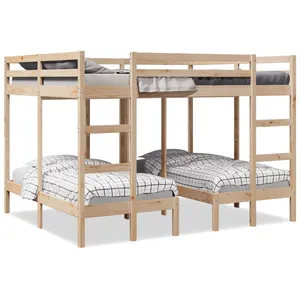 vidaXL Lit superposé triple 140x200/70x140 cm bois de pin massif pas cher
