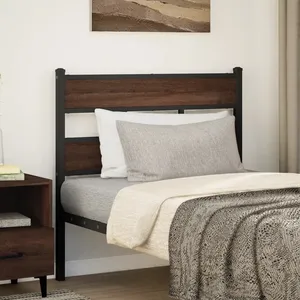 vidaXL Tête de lit chêne marron 90 cm acier et bois d'ingénierie pas cher