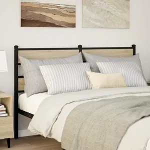 vidaXL Tête de lit chêne sonoma 135 cm fer et bois d’ingénierie pas cher