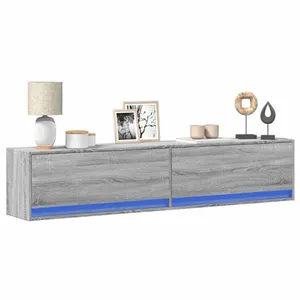 vidaXL Meuble TV mural avec LED sonoma gris 180x31x38 cm pas cher