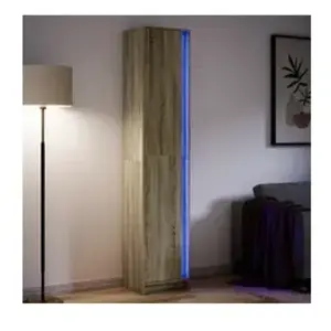 vidaXL Buffet haut LED chêne sonoma 41,5x32,5x200 cm bois d’ingénierie pas cher