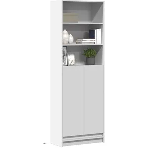 Vidaxl - Buffet haut avec led blanc 69x32,5x200 cm bois d'ingénierie pas cher