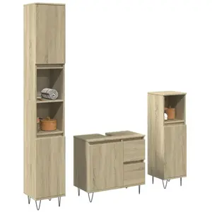 Comparateur de prix : Ensemble de meubles de salle de bain 3 pcs chêne sonoma vidaXL