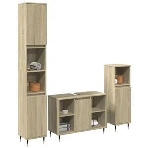 Comparateur de prix : vidaXL Vidaxl Ensemble De Meubles De Salle De Bain 3 Pcs Chêne Sonoma