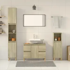 Comparateur de prix : vidaXL Ensemble de meubles de salle de bain 3 pcs chêne sonoma