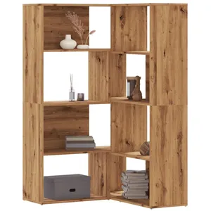 Comparateur de prix : vidaXL Bibliothèque d'angle 4 niveaux chêne artisanal bois ingénierie