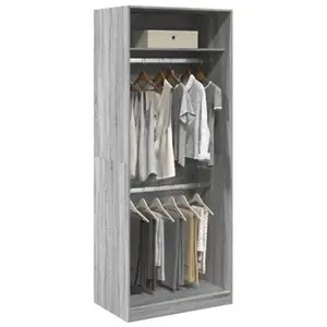 vidaXL Garde-robe sonoma gris 80x50x200 cm bois d'ingénierie pas cher