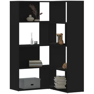 Comparateur de prix : vidaXL Bibliothèque d'angle à 4 niveaux noir bois d'ingénierie