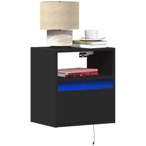 Comparateur de prix : vidaXL Tables de chevet murales avec lumières LED 2 pcs noir