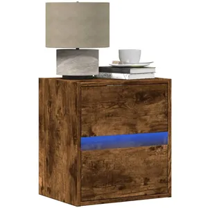 vidaXL Tables de chevet murales avec lumières LED 2 pcs chêne fumé pas cher