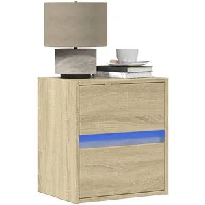 vidaXL Tables de chevet murales avec lumières LED 2 pcs chêne sonoma pas cher