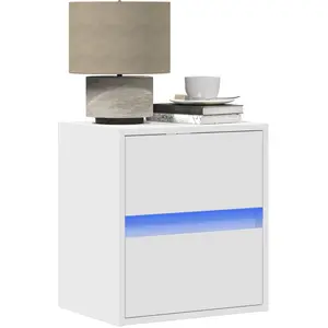 Comparateur de prix : vidaXL Tables de chevet murales avec lumières LED 2 pcs blanc