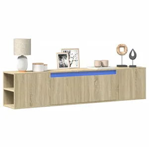 vidaXL Meuble TV mural avec LED chêne sonoma 180x31x39,5 cm pas cher