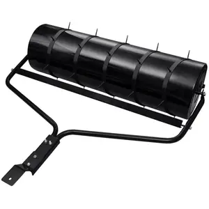 Comparateur de prix : vidaXL Rouleau à gazon de jardin et colliers d'aérateur noir 63 L fer