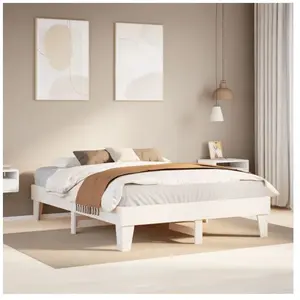 vidaXL Cadre de lit sans matelas blanc 140x190 cm bois de pin massif pas cher