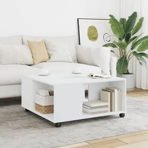 vidaXL Table basse blanc 80x80x40 cm bois d'ingénierie pas cher