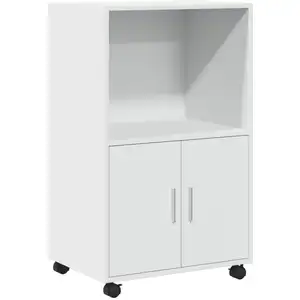 vidaXL Armoire à roulettes blanc 55x40x91 cm bois d’ingénierie pas cher