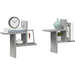 vidaXL Étagères murales 2 pcs gris béton 38x12x38 cm bois d'ingénierie