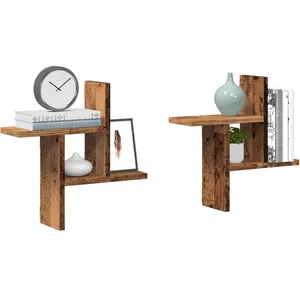vidaXL Étagères murales 2 pcs vieux bois 38x12x38 cm bois d'ingénierie pas cher