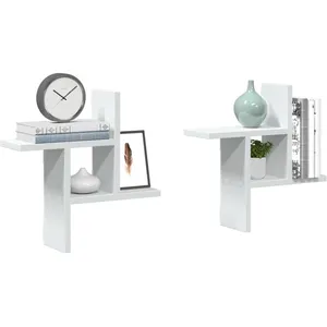 Tagères murales 2 pcs blanc 38x12x38 cm bois d'ingénierie Vidaxl White pas cher