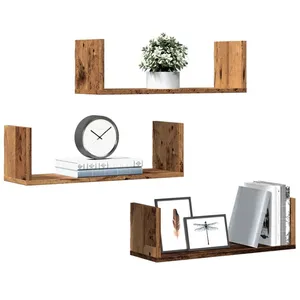 vidaXL Étagères murales 3 pcs vieux bois 58x18x18 cm bois d'ingénierie