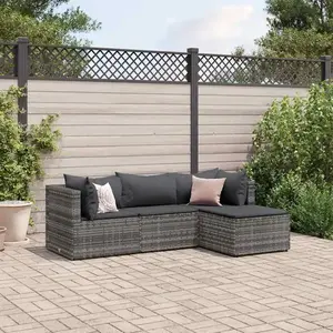 Comparateur de prix : vidaXL Salon de jardin 4 pcs avec coussins Gris Résine tressée