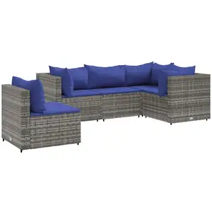 Comparateur de prix : vidaXL Salon de jardin 5 pcs avec coussins Gris Résine tressée