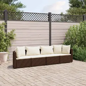 Comparateur de prix : vidaXL Salon de jardin 4 pcs avec coussins marron résine tressée
