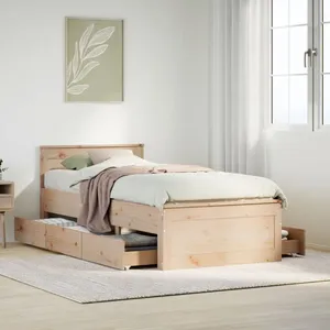 vidaXL Cadre de lit sans matelas avec tête de lit 75x190 cm pin massif pas cher