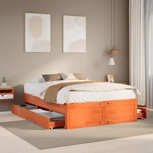 vidaXL Cadre de lit sans matelas avec tiroirs 140x190 cm bois de pin pas cher
