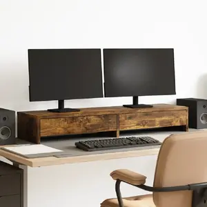 Comparateur de prix : vidaXL Support de moniteur avec tiroirs chêne fumé bois d'ingénierie