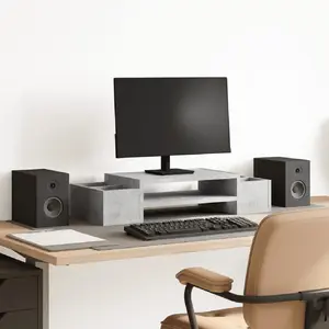 Comparateur de prix : vidaXL Support de moniteur avec rangement gris béton bois d'ingénierie