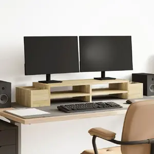 vidaXL Support de moniteur avec rangement chêne sonoma bois ingénierie pas cher