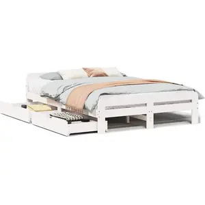 vidaXL Cadre de lit sans matelas blanc 140x190 cm bois de pin massif pas cher