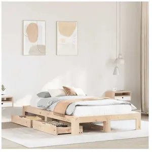 Cadre de lit sans matelas 120x190 cm bois de pin massif vidaXL pas cher