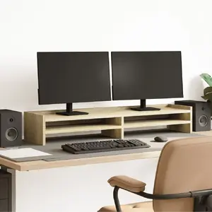 vidaXL Support de moniteur chêne sonoma 100x24x16 cm bois d'ingénierie pas cher