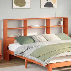 vidaXL Tête de lit avec rangement cire marron 200cm bois massif de pin pas cher