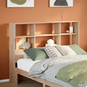 Tête de lit avec rangement 160 cm bois massif de pin Vidaxl Natural pas cher
