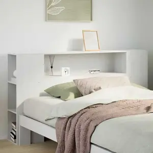 vidaXL tête et lit avec étagères blanches 150 cm en bois massif de pin