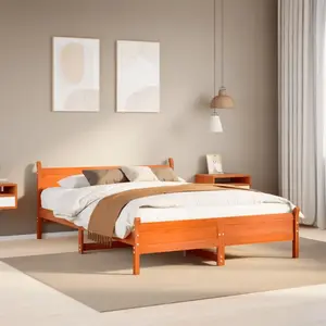 vidaXL Cadre de lit sans matelas cire marron 140x190cm bois pin massif pas cher