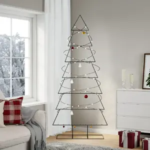 vidaXL Arbre de Noël en métal pour décoration noir 210 cm pas cher