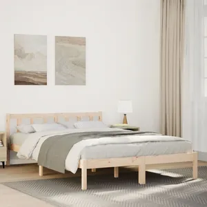 Cadre de lit extra long sans matelas 160x210 cm bois massif pin Vidaxl pas cher
