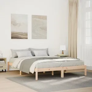Vidaxl cadre de lit extra long sans matelas 140x210 cm bois massif pin pas cher