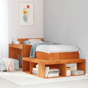 Comparateur de prix : vidaXL Table de chevet avec bureau cire marron bois de pin massif